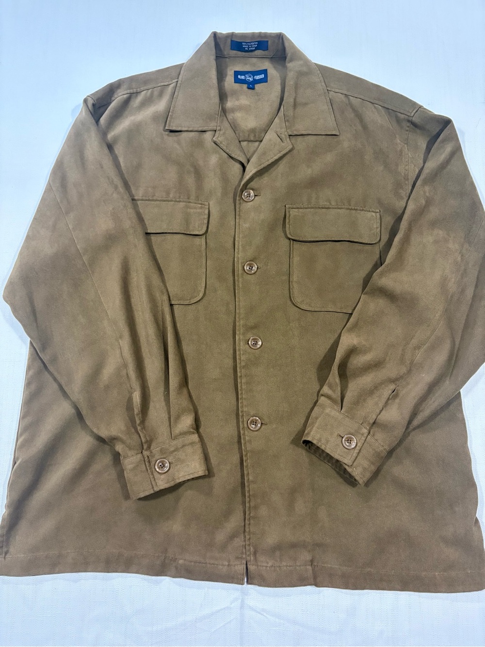 Brown Micro Suede Button-Up Men's Jacket/Shacket -Large